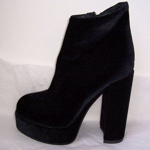 George J Love Black Velvet Platform Ankle Boots 39